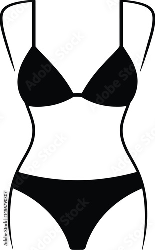 Black and white lingerie illustration of a female mannequin body