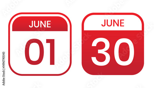 red color daily calendar editable vector file, calendar june with shape editable date