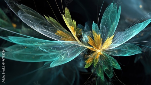 Ethereal Bioluminescent Floral Bloom - Abstract Digital Art