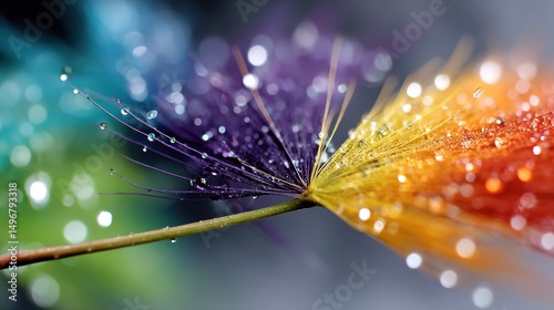 Dewdrop-Kissed Dandelion: A Vibrant Close-Up of Nature's Delicate Beauty