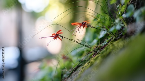 Delicate Scarlet Spider Lily Against Soft Bokeh Background