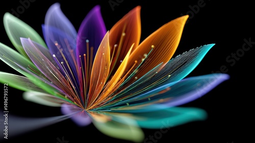 Abstract Floral Burst: Vibrant Colors and Flowing Lines, Capturing Ethereal Beauty and Movement