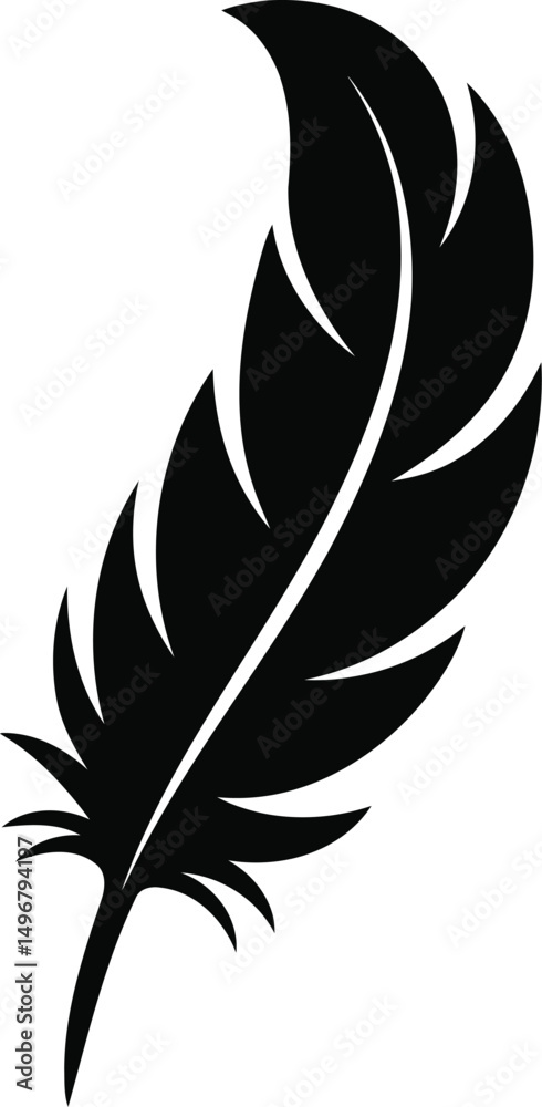 Obraz premium Decorative Feather Silhouette Vector Design.