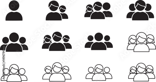 People icon set, team person, crowd, population isolated on white background, Vector illustration