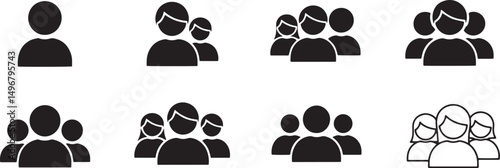 People icon set, team person, crowd, population isolated on white background, Vector illustration