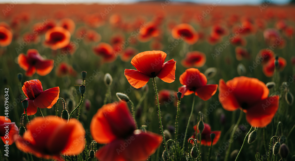 Fototapeta premium field of red poppies