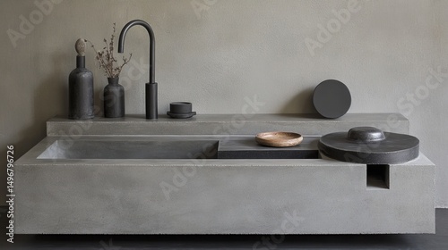 Wallpaper Mural Minimalist concrete sink with modern accents Torontodigital.ca