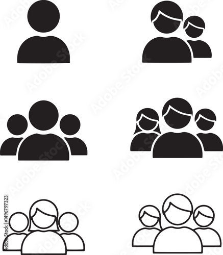 People icon set, team person, crowd, population isolated on white background, Vector illustration