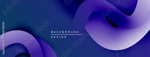 Abstract fluid shapes, deep blues, purples create modern background. Minimalist design, smooth gradients offer visual appeal.