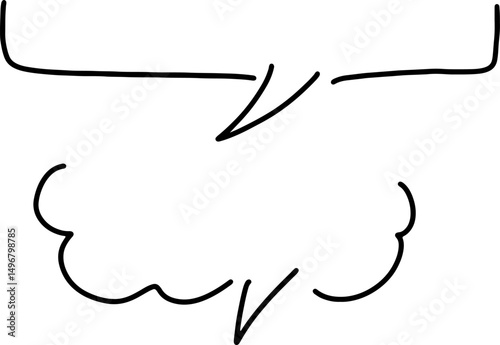 speech bubble and speech thought cloud hand drawn black curved lines simple lines