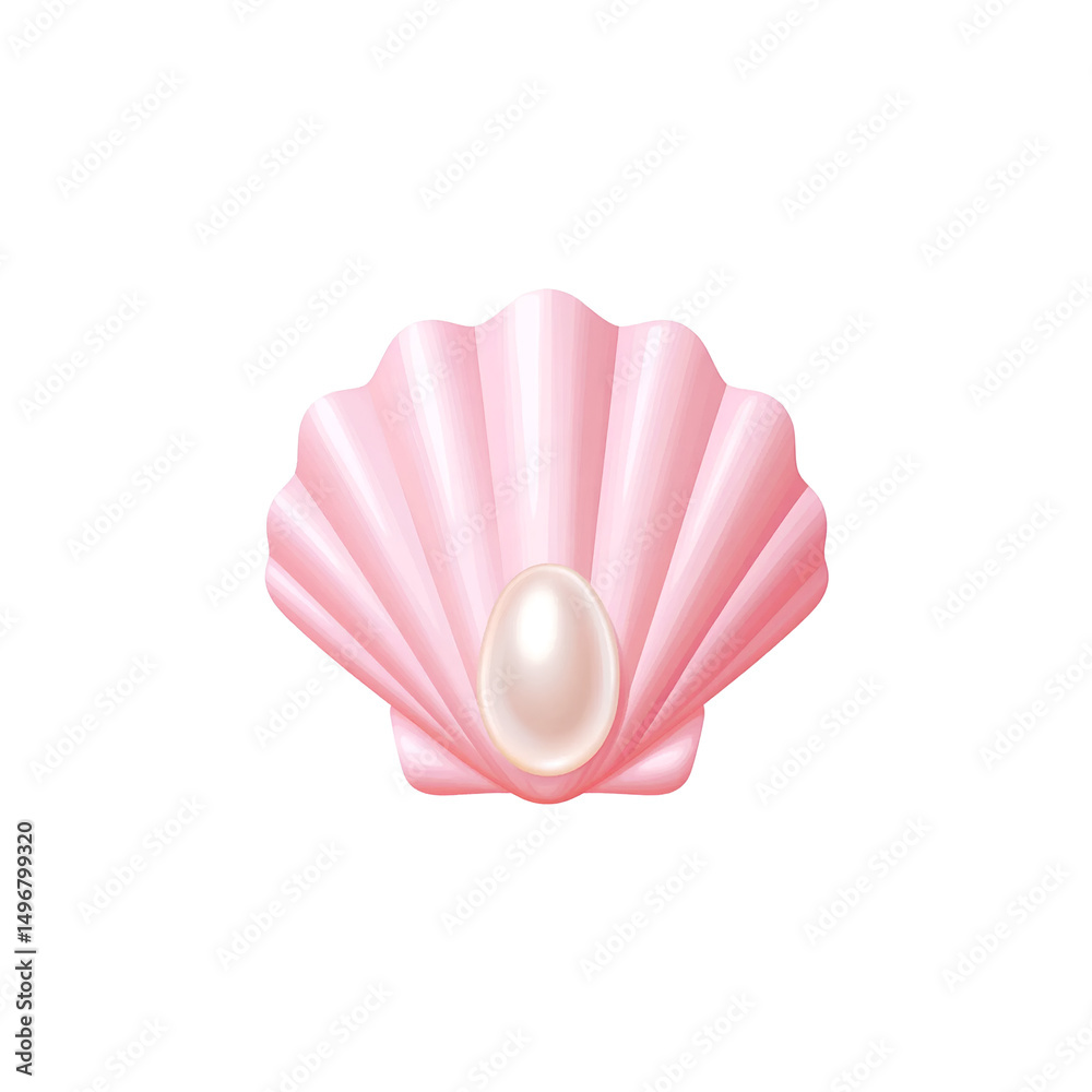 A stylized pink shell with a pearl in the center, closed. A stylized pink shell with a pearl in the center, closed.