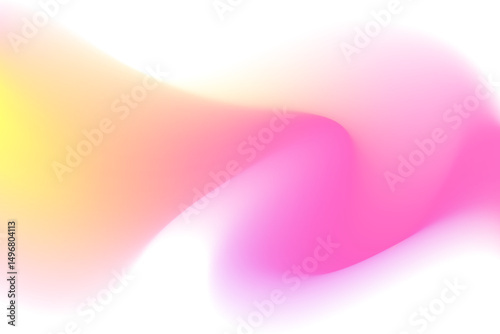 Pink, yellow blurry wave form, iridescent smooth gradient brush stroke isolated motion element, transparent background. Dream glow abstract dynamic watercolor shape.