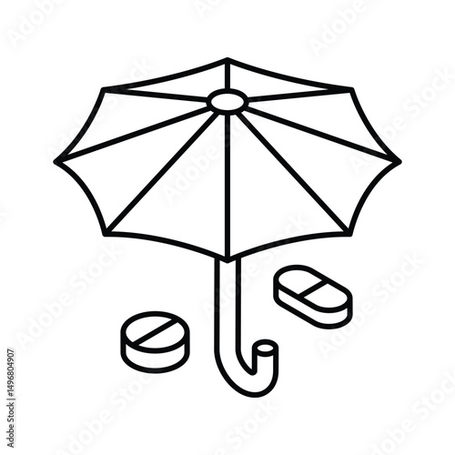 Well designed isometric icon of health insurance umbrella