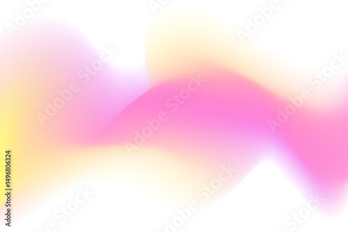 Pink, yellow blurry wave form, iridescent smooth gradient brush stroke isolated motion element, transparent background. Dream glow abstract dynamic watercolor shape.
