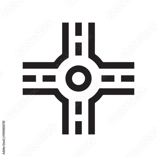 Crossroad outline icon on whitebackground
