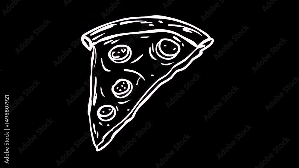 Animated Chalk Sketch Pizza Slice With Cheese Animation