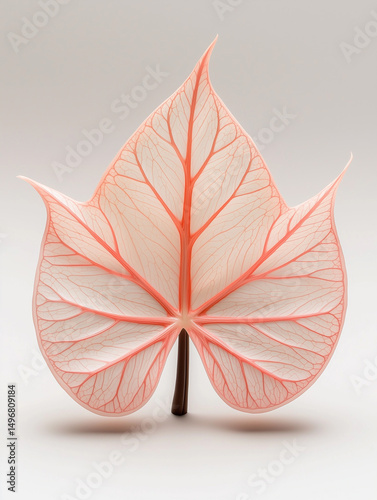 Hyper-Realistic Photo of Vibrant Caladium Leaf with Intricate Patterns and Soft Diffused Lighting