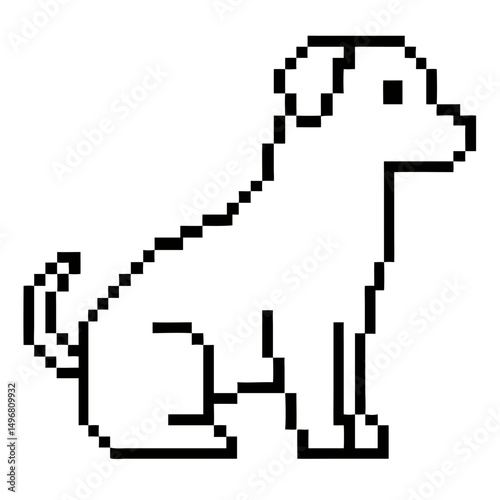 Pixelated dog illustration showcasing playful charm in a minimalist design style