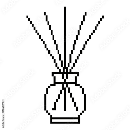 pixel aromatherapy diffuser featuring elegant sticks on a minimalist transparent background