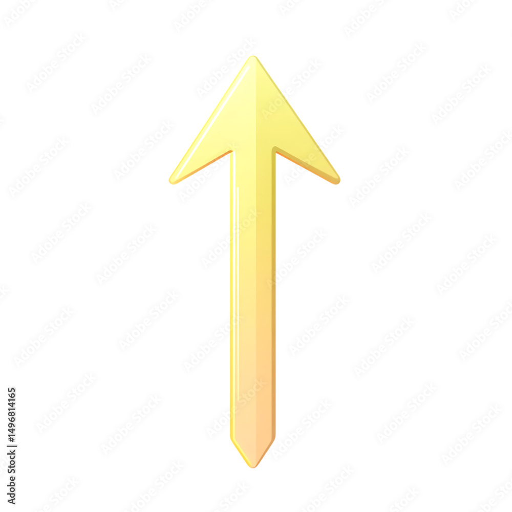 Minimalistic Arrow with Soft Gradients in Pastel Yellow Isolated on Transparent Background Minimalistic Arrow with Soft Gradients in Pastel Yellow Isolated on Transparent Background