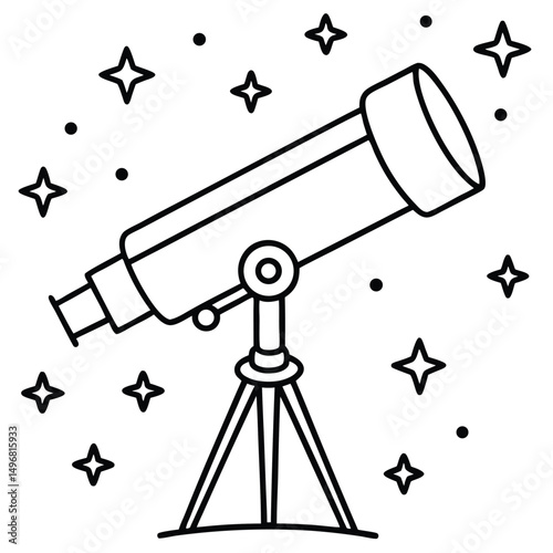 Explore the Cosmos A Minimalist Line Art Telescope Invites Stargazers to Discover Celestial Wonders