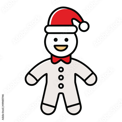 Festive Gingerbread Man Cheerful Holiday Icon, Merry Christmas Celebration.