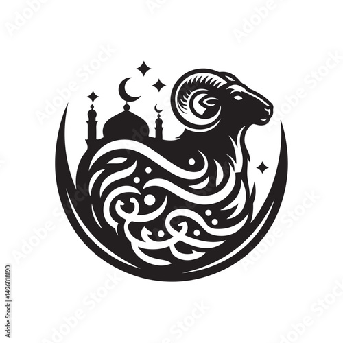 goat vector silhouette clip art logo design illustration