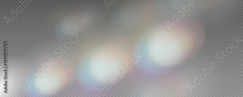 Set of rainbow light flares, reflection effect, falling confetti. Light rainbow lights with transparent effect, sparkling prism, stripe overlay, vector, png.