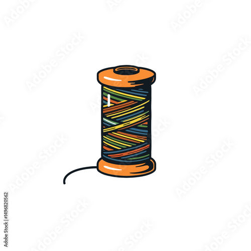 Colorful thread spool illustration for sewing crafts