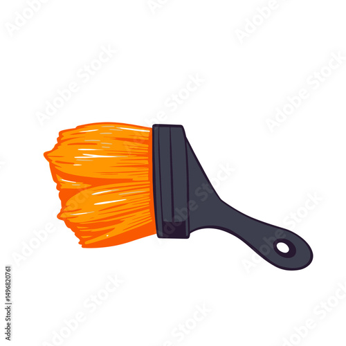 Orange paint brush with black handle illustration