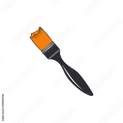 Used paintbrush with damaged bristles illustration