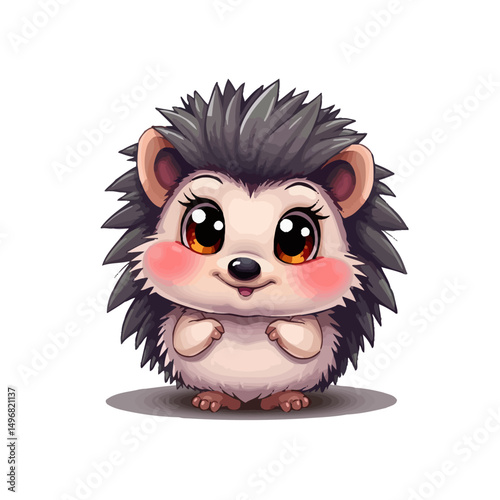 Adorable cartoon hedgehog with big eyes