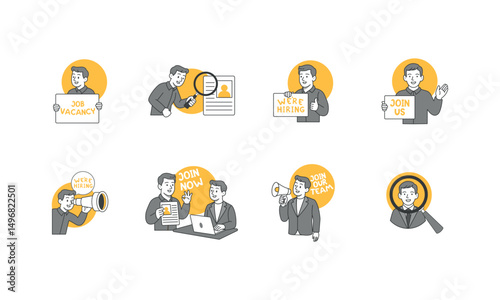Hiring announcement and job promotion illustration