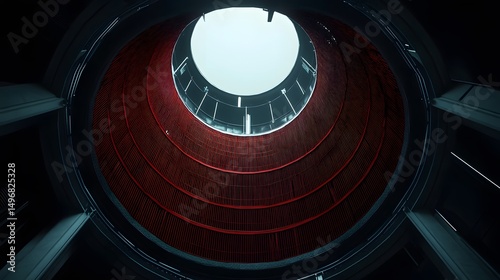 Abstract Red and Dark Circular Architecture Interior Design