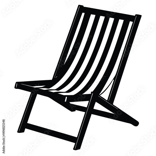 Embrace ultimate summer relaxation and seaside comfort with this iconic striped deck chair illustration, perfect for beach vacation themes and leisure concepts.