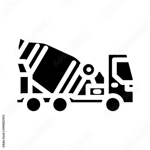 truck cement production glyph icon vector illustration