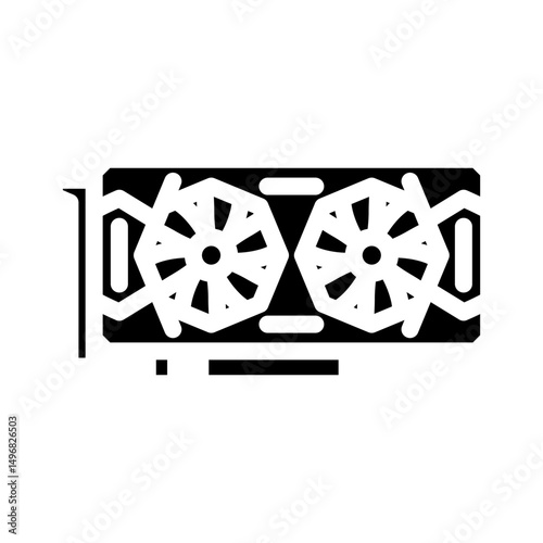 high performance graphics card gaming pc glyph icon vector illustration
