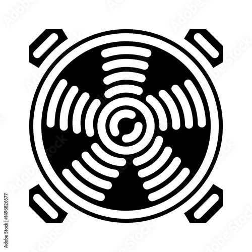 rgb led cooling fans gaming pc glyph icon vector illustration