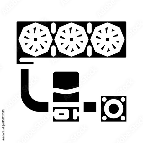 liquid cooling system gaming pc glyph icon vector illustration