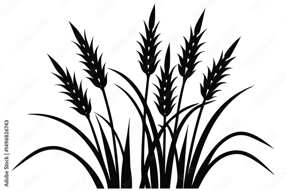 Fototapeta premium Elegant Silhouette of Wheat A Monochrome Display of Nature's Beauty