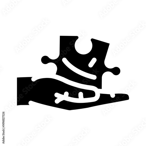 hand puzzle jigsaw glyph icon vector illustration