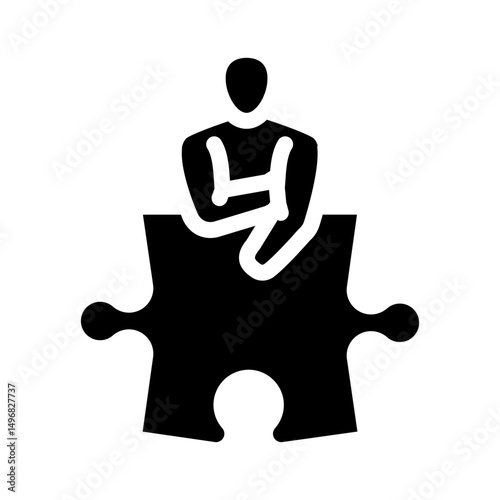 human puzzle jigsaw glyph icon vector illustration