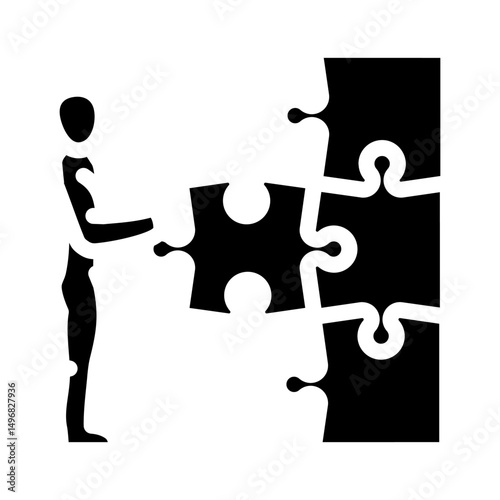human business puzzle glyph icon vector illustration