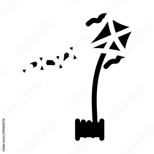 flying kites spring glyph icon vector illustration