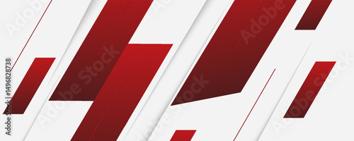 Abstract red and white banner design vector, dynamic sporty horizontal background template for media promotion or web banner