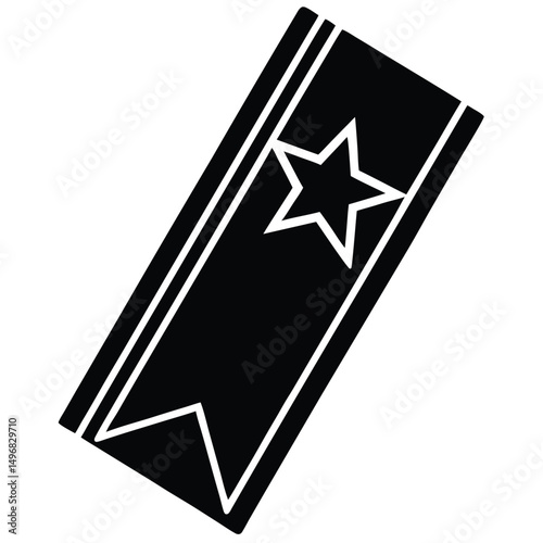 Bookmark icon with a star symbol, a simple black silhouette for favorite reading