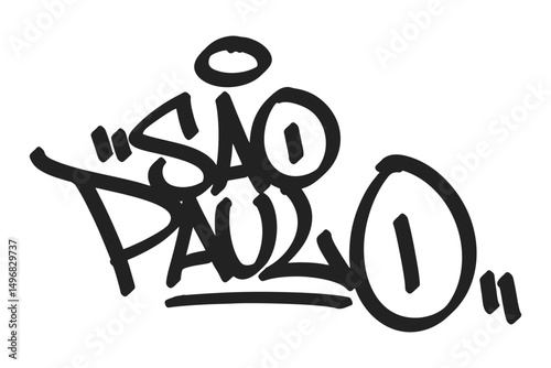 São Paulo graffiti tag in bold black lettering on white background. Clean urban style, ideal for Brazilian city culture, street vibes, and creative graffiti art projects.