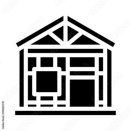 wood treatment frame houses glyph icon vector illustration