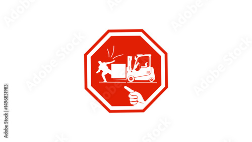 Stop Look Out For Forklifts, red isolated silhouette