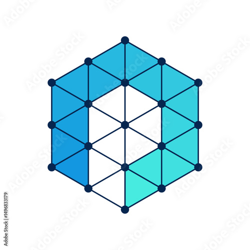 Monogram Logo SET Hexagonal Data Connect Icon 